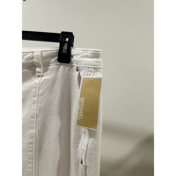 Michael Kors Womens White Flare Denim Jeans Size 16 Slit Front Pants Zipper New - Picture 4 of 9